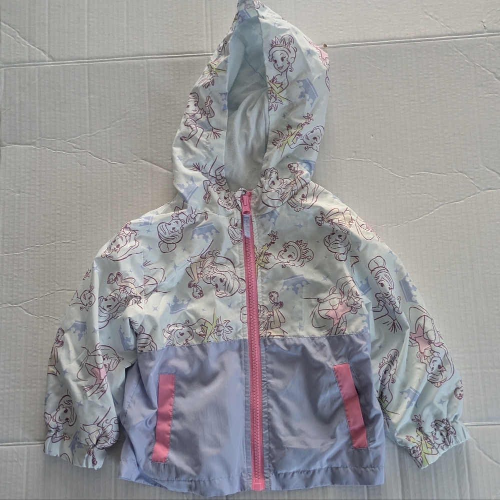 Kids Hooded Jacket with Cartoon Print - Blue and Pink